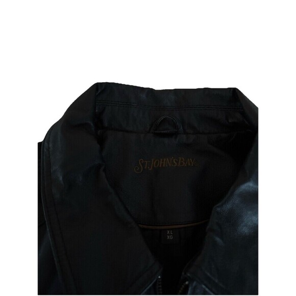 Mens St Johns Bay Black Leather Aviator Jacket Insulated Size XL GUC 6662 - Picture 3 of 5